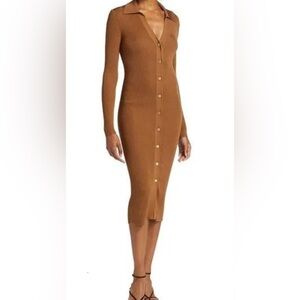 Alice + Olivia Alcina Sweater Dress Womens S Button Down Ribbed Knit Wool Blend